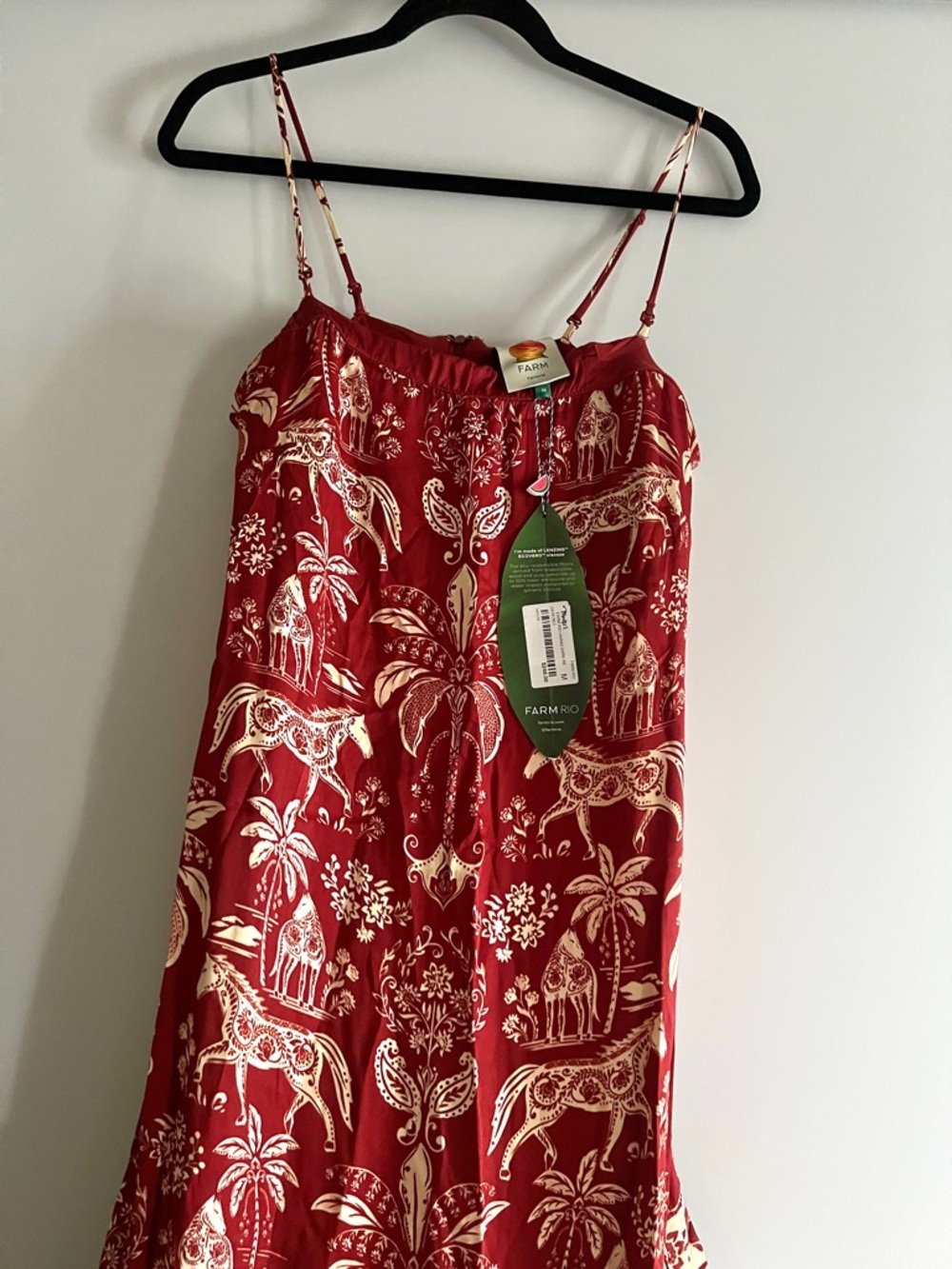 FARM Rio Haras Printed Tiered Maxi Dress Size Medium NWT Red Off-White - Picture 10 of 16